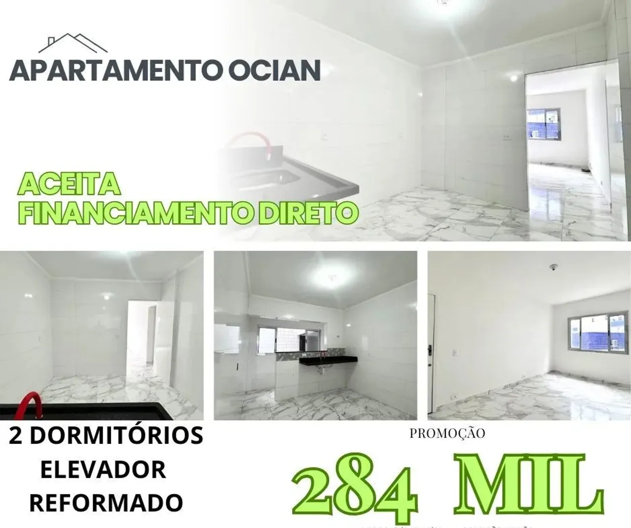 Apartamento para Venda em Praia Grande, Ocian, 2 dormitórios, 1 banheiro, 1 vaga
