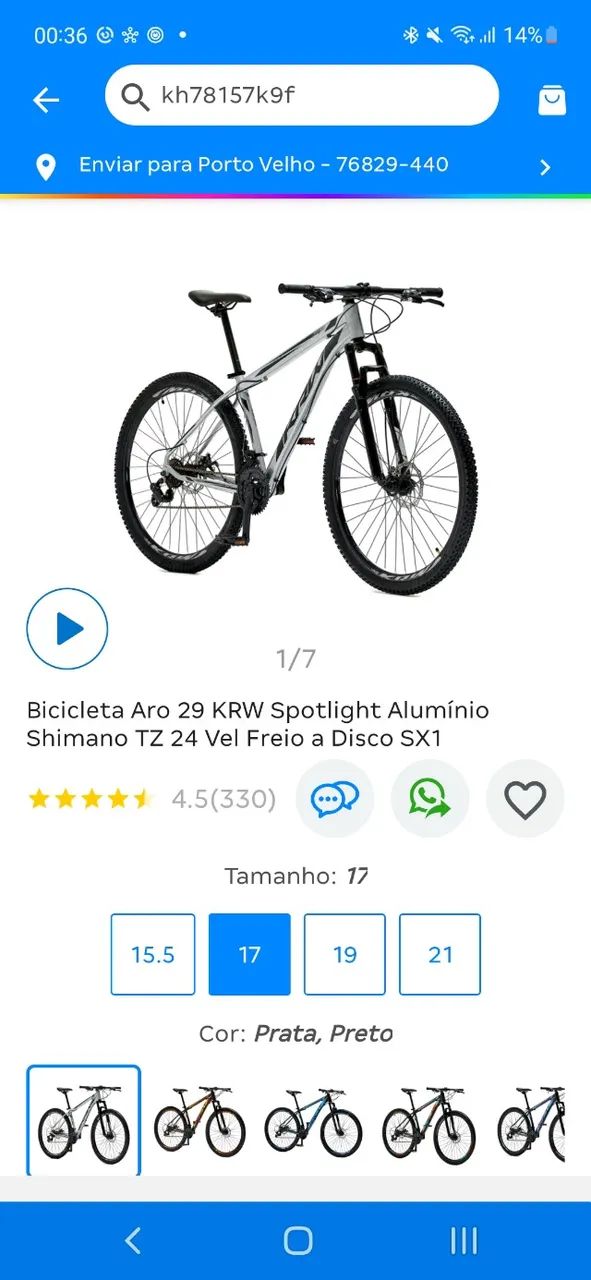 Bicicleta Aro 29 KRW Spotlight Alumínio Shimano TZ 24 Vel Freio a Disco SX1 - Foto 2