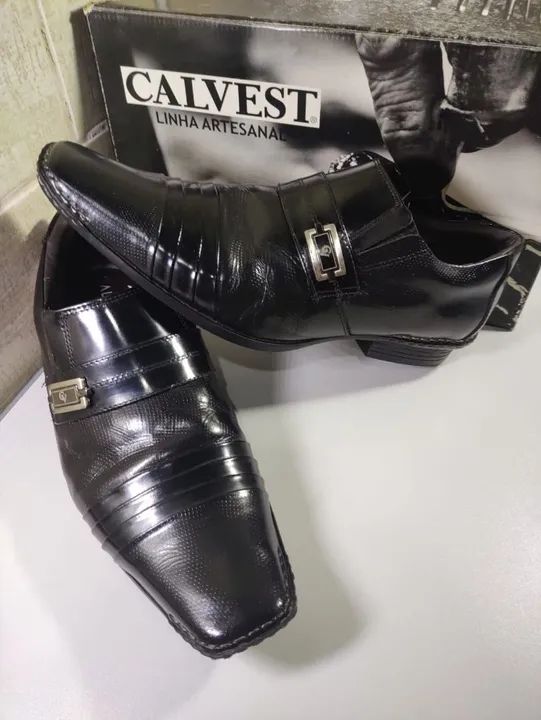 Sapatos Social Calvest Pretos - Tamanho 42 