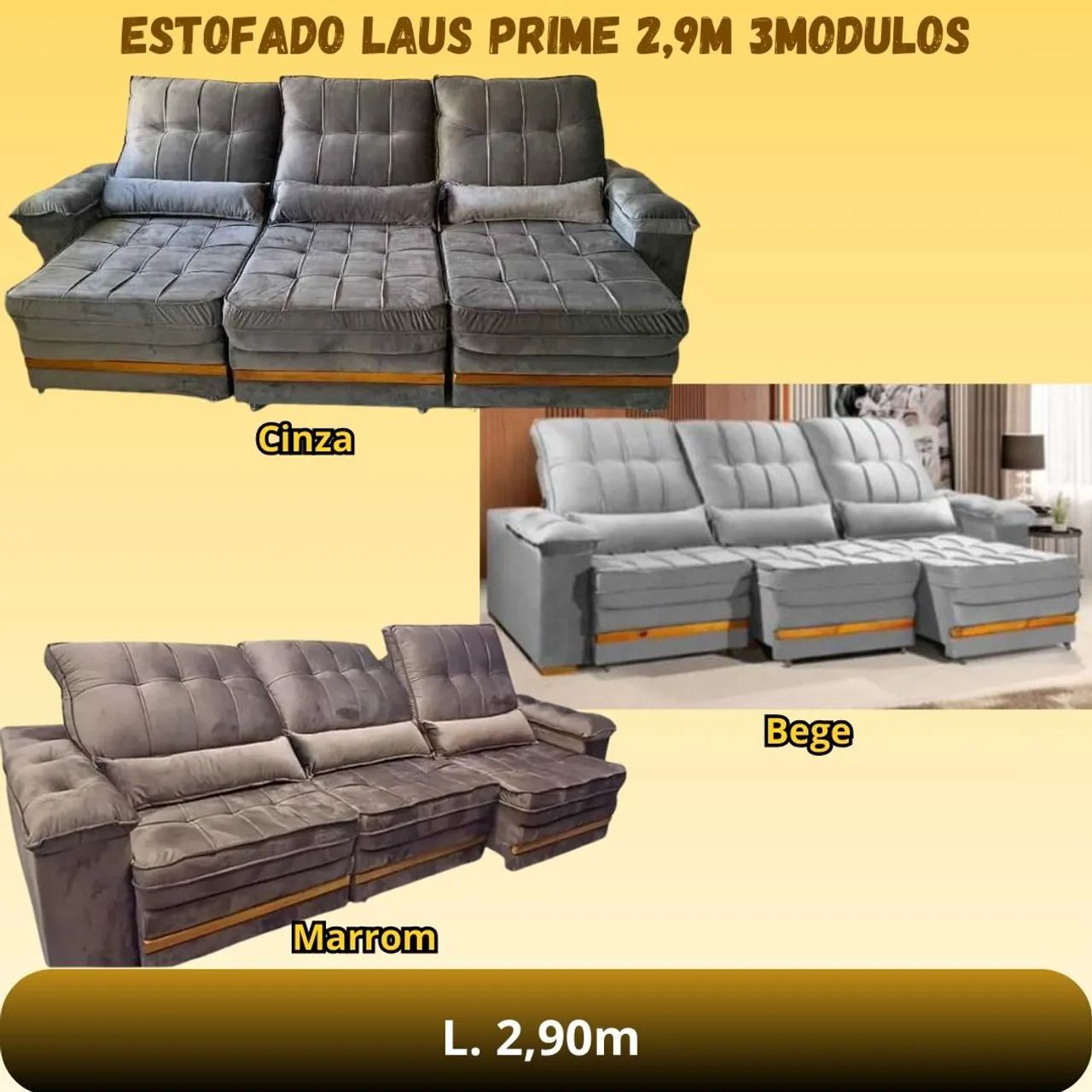 SOFÁ GIGANTE 2.90CM 3 MÓDULO  - Foto 2