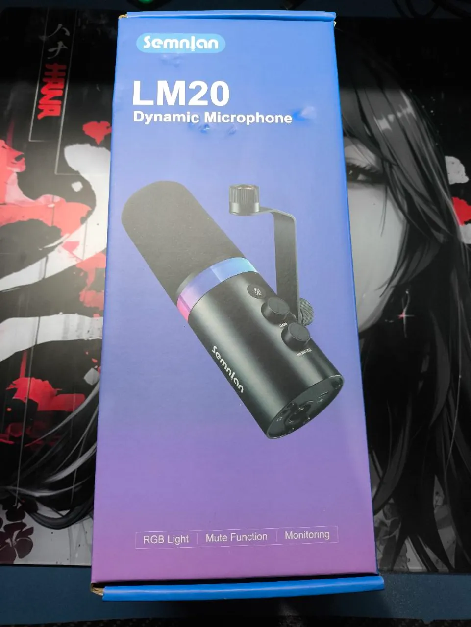 Microfone Dinâmico Semnlan LM20 com RGB e Monitoramento