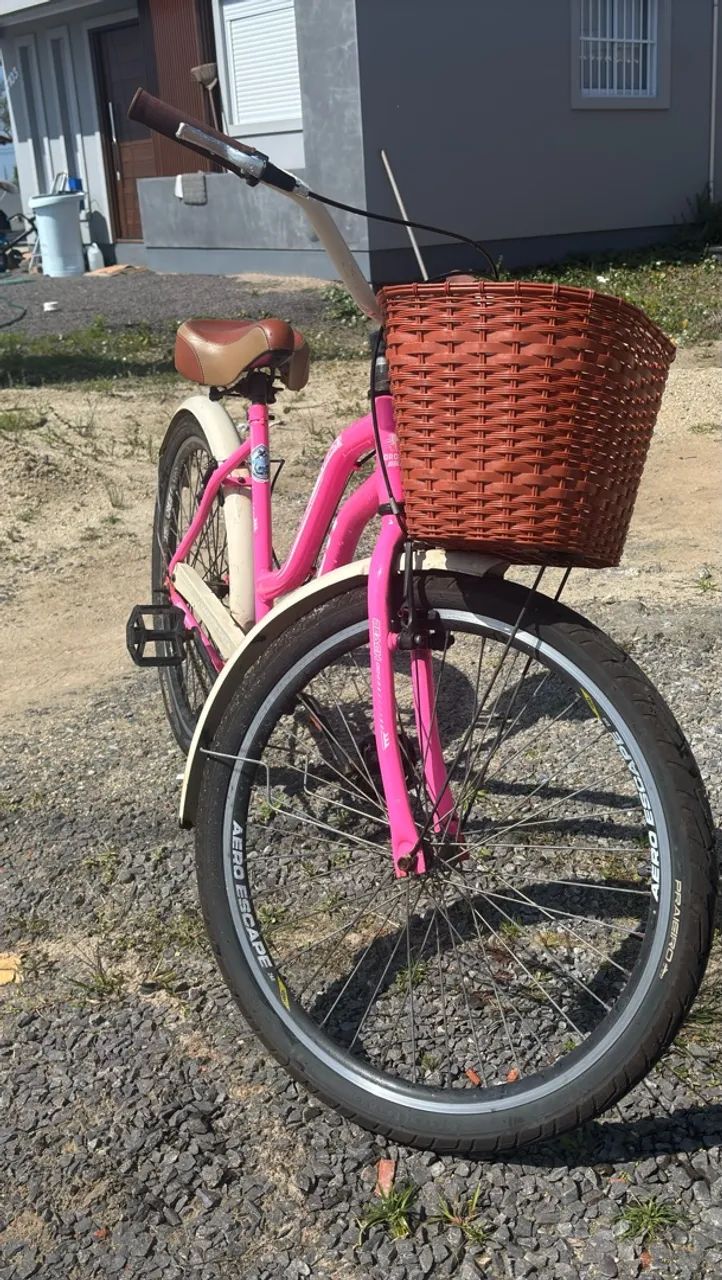 Bicicleta Feminina Aro 26 Rosa Usada com Cestinha - Excelente Estado - Foto 3