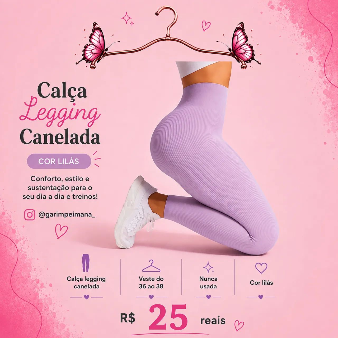 Calça legging canelada, cintura alta. - Foto 4