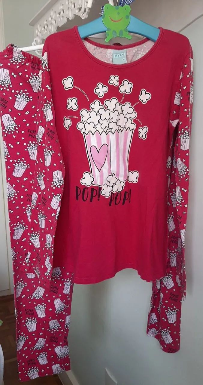 Pijama KYLY. Tamanho 12. Tema Pop Corn. 100% algodão.  - Foto 2