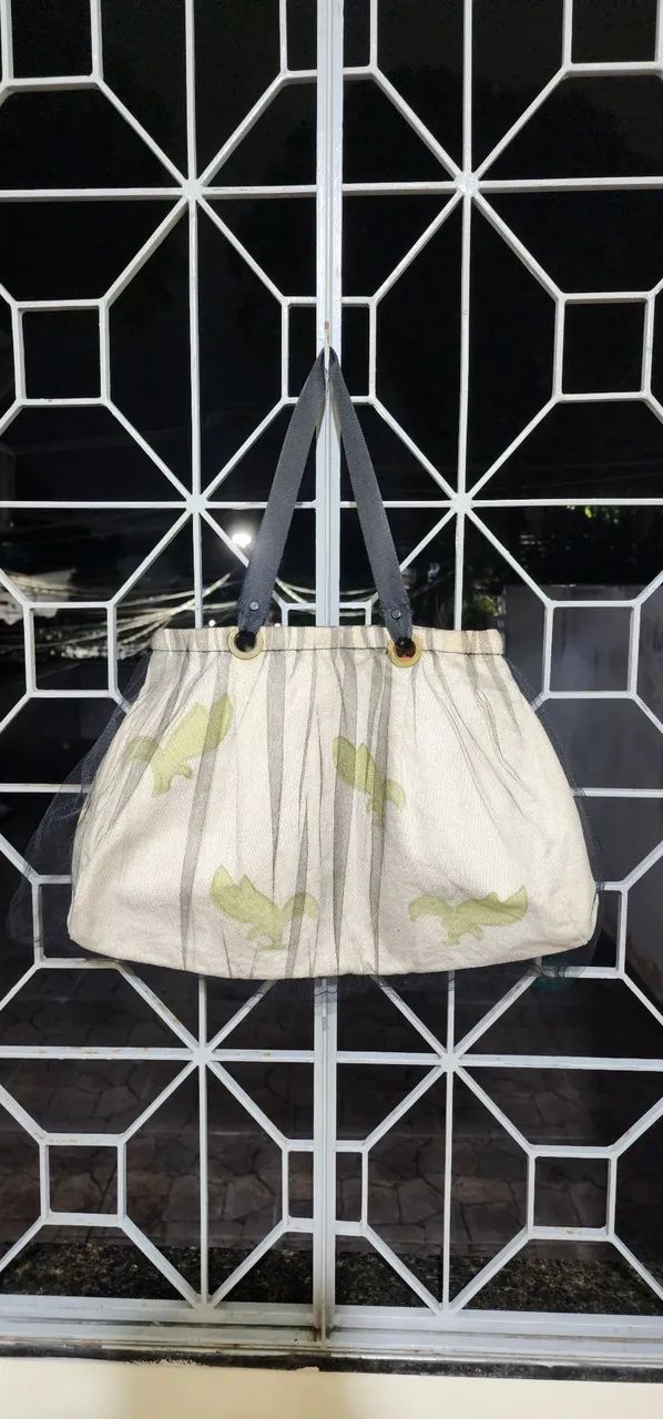 Linda bolsa de tecido com tule  - Foto 2
