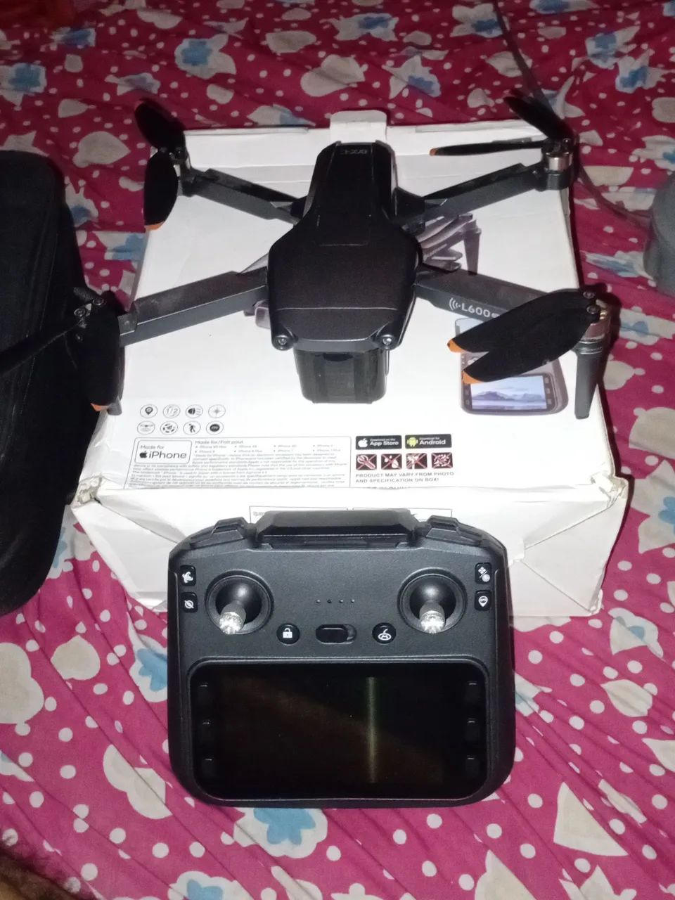 Drone l600 pro max controle com tela gps gibal de 3 eixos na caixa 
