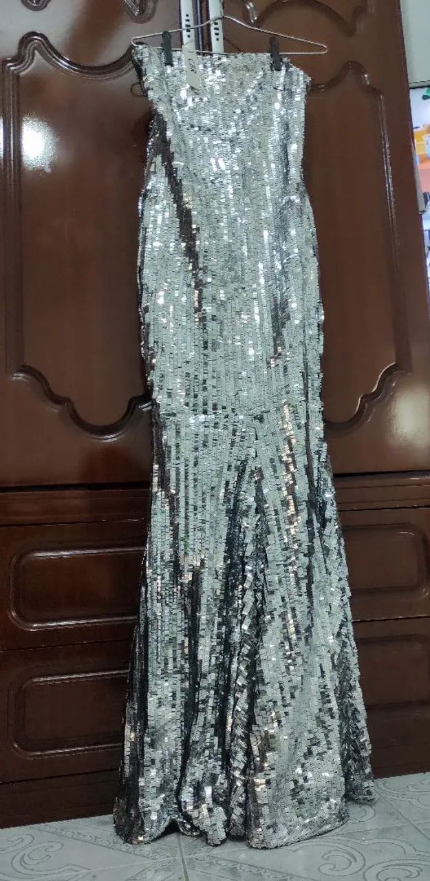 Vestido Sereia Paetê  Prata  - Foto 2
