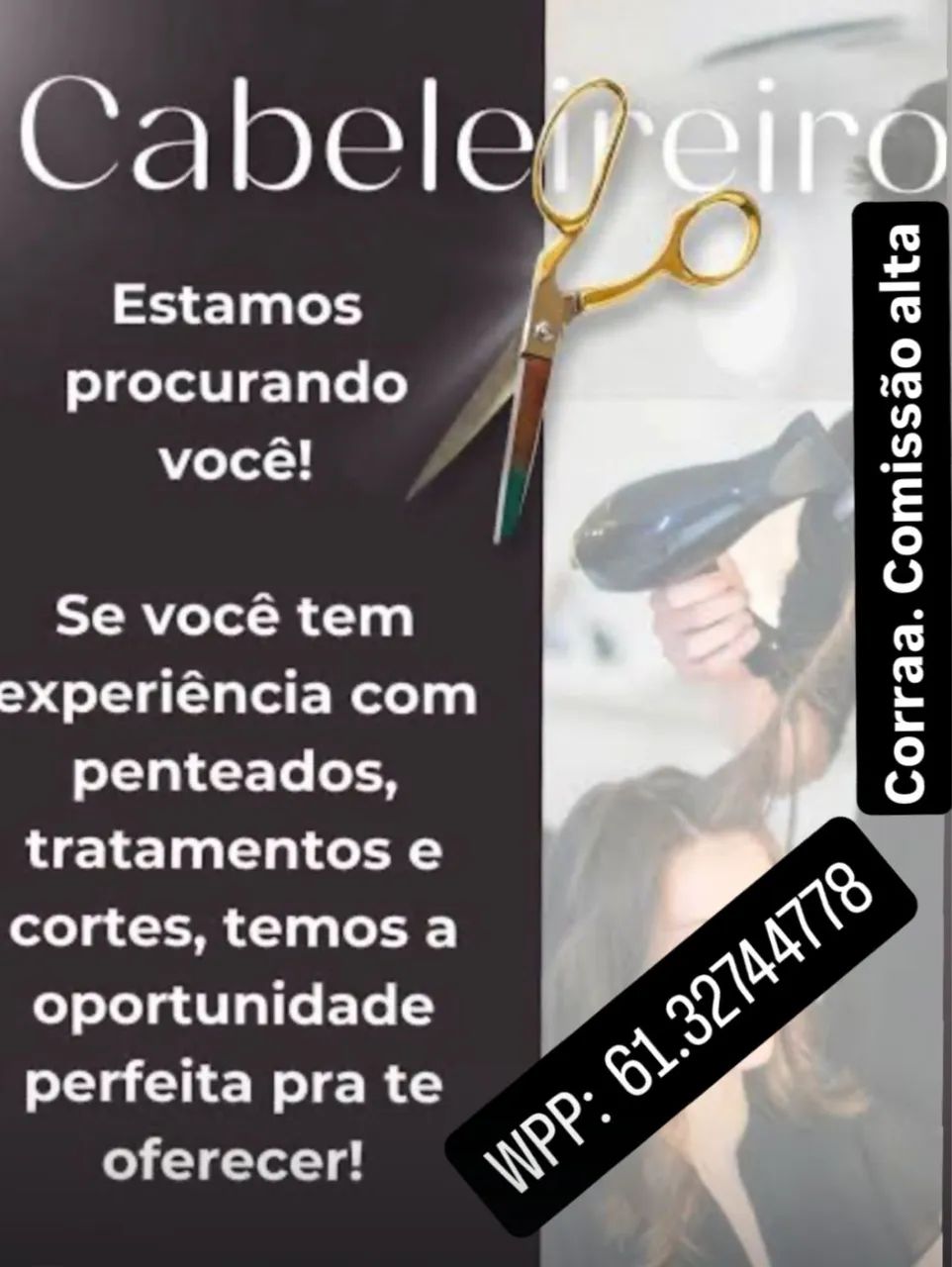 Vaga cabeleireiro Brasília asa norte 