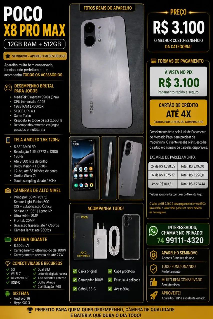 POCO X8 PRO MAX SEMINOVO!!!!! 