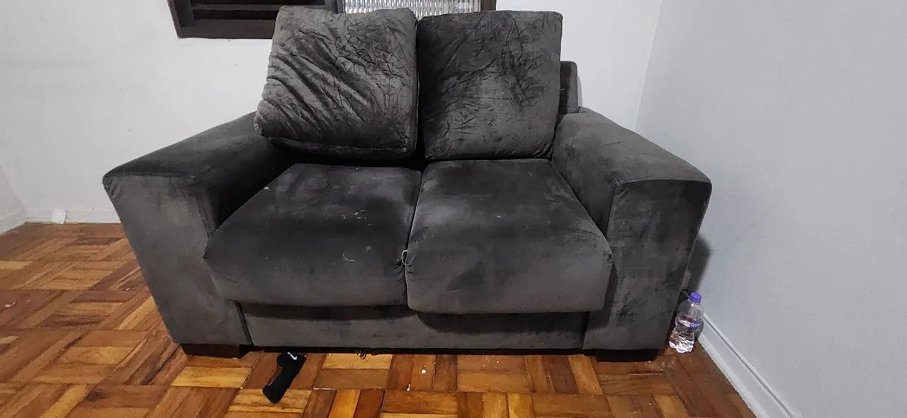Sofá, 2 Lugares, Retrátil, Cinza escuro