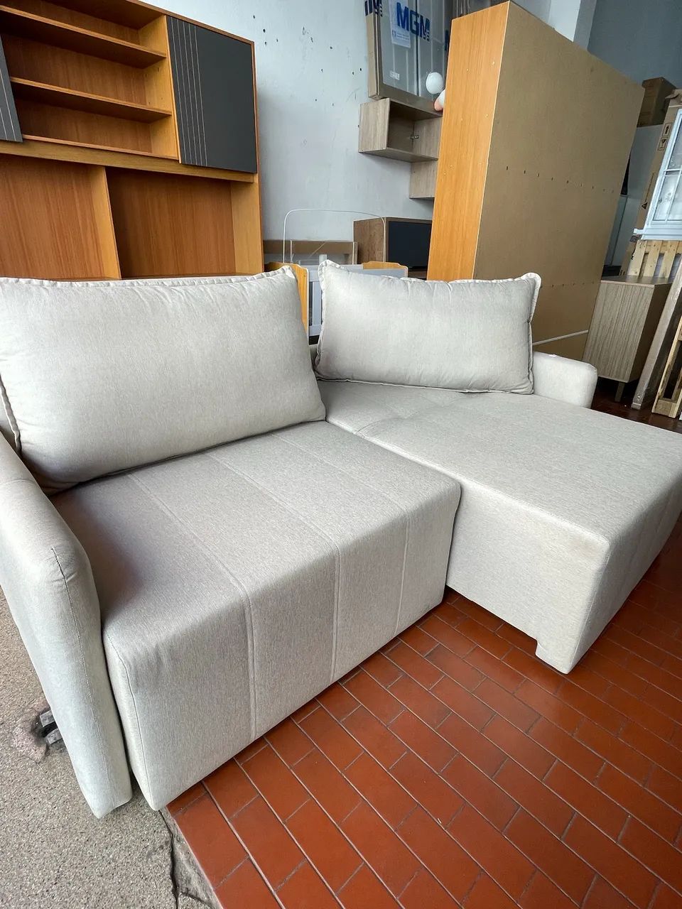 Sofá cama Baraúna Retrátil e Reclinável 3 lugares 2,00m em linho