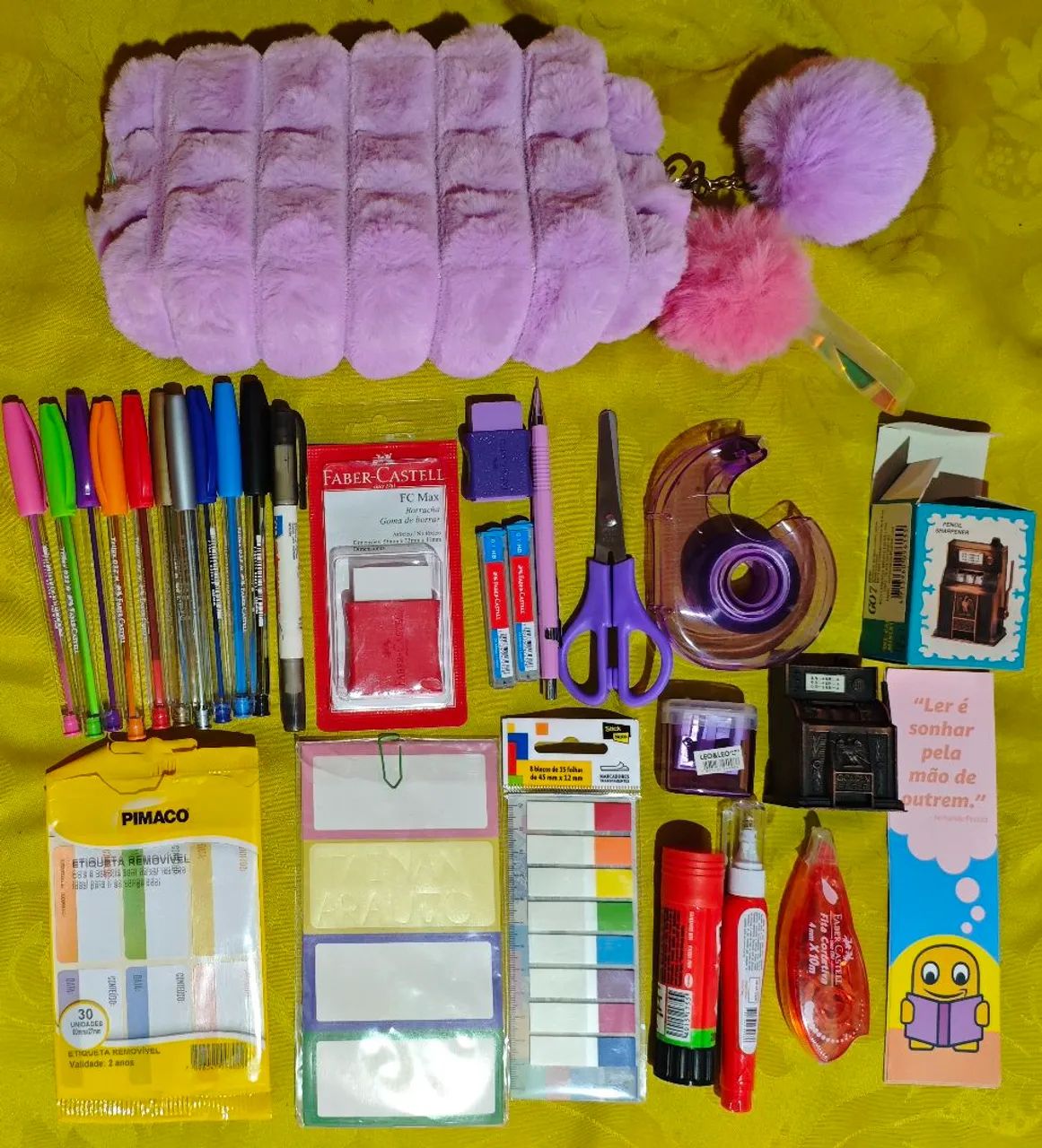 Kit papelaria material escolar diversos itens 