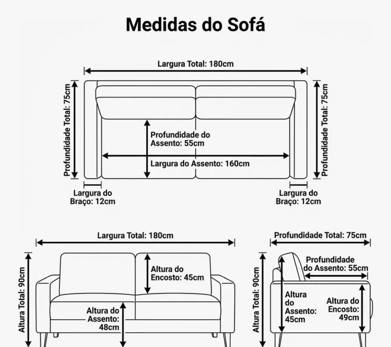 Sofá Living 3 lugares Bege Tecido em Linho - Foto 3