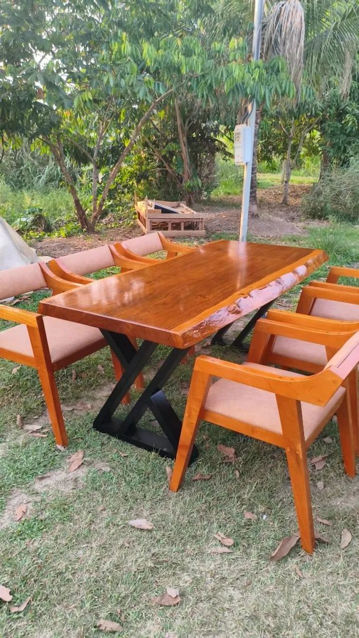 Mesa Rústica 2 metros com poltronas katakana acolchoadas  - Foto 3