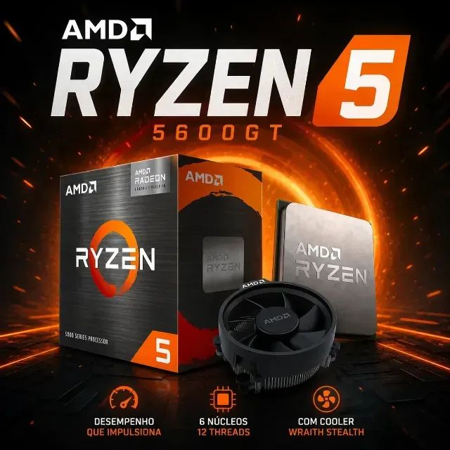 Processador AMD Ryzen 5 5600GT, 4.6GHz , Cachê 20MB Am4 Vega 7
