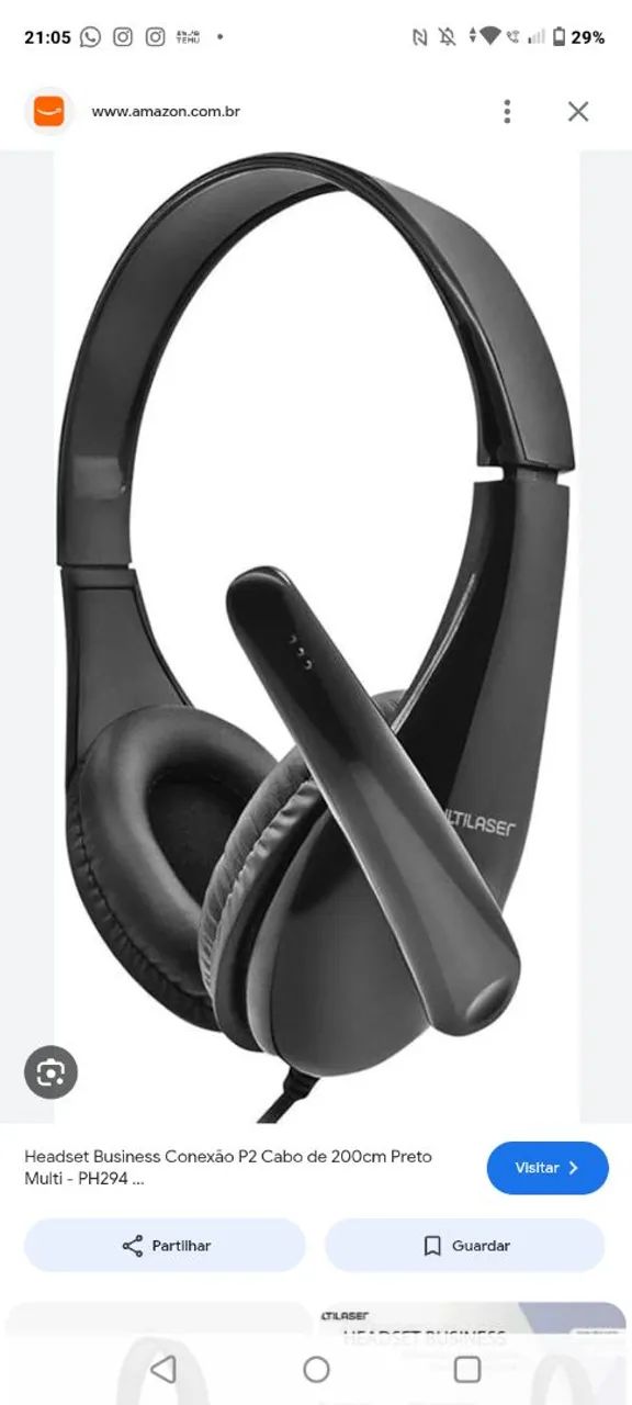 Fone Headset Business Multilaser P2 Preto - PH294