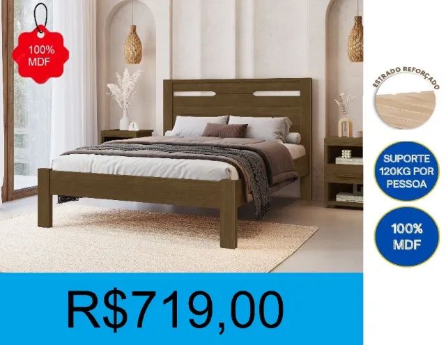 Cama casal 100% mdf de alta qualidade - a pronta entrega  - Foto 3