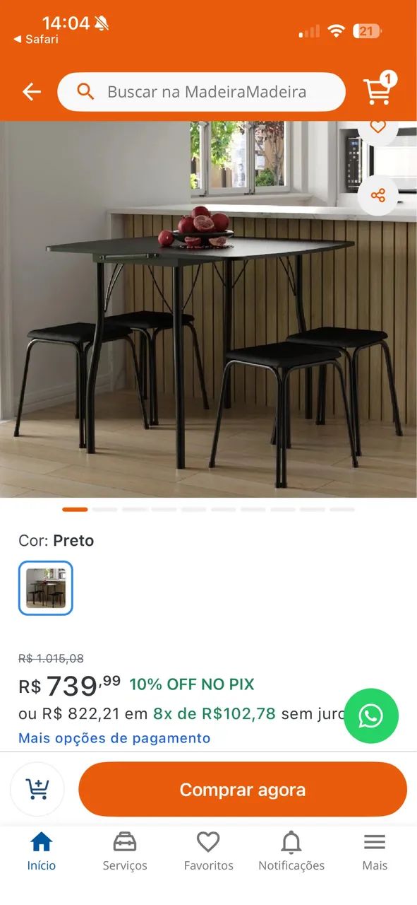 Mesa Extensível Preto Carraro - usada  - Foto 4