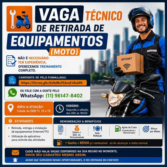 Técnico de retirada motoboy sorocaba
