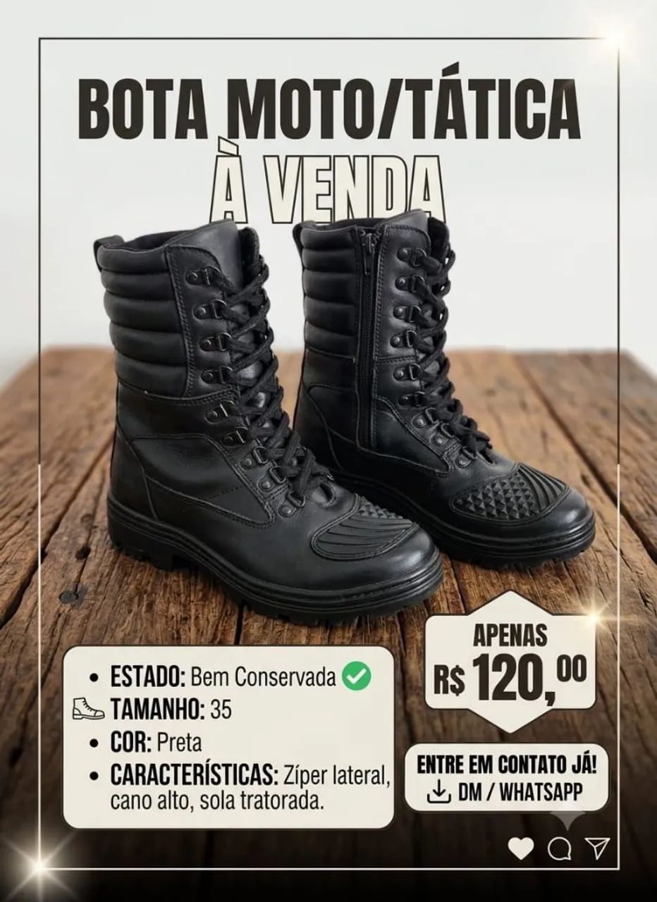 Bota tática couro