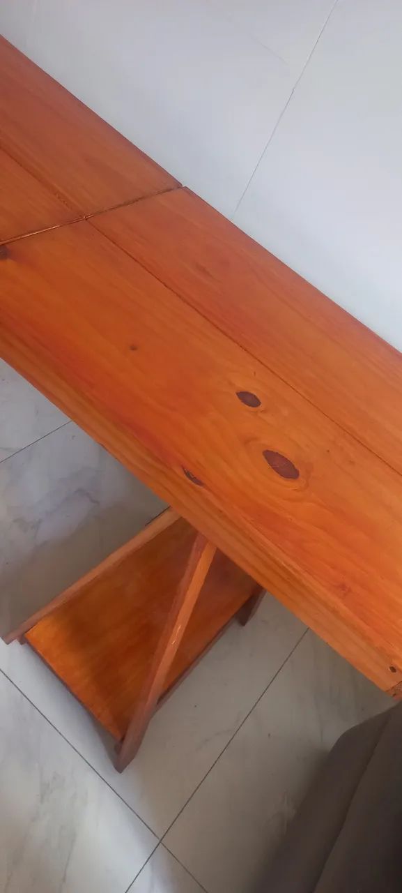 Mesa Madeira Pinus Dobrável 1,60 comp - Foto 5