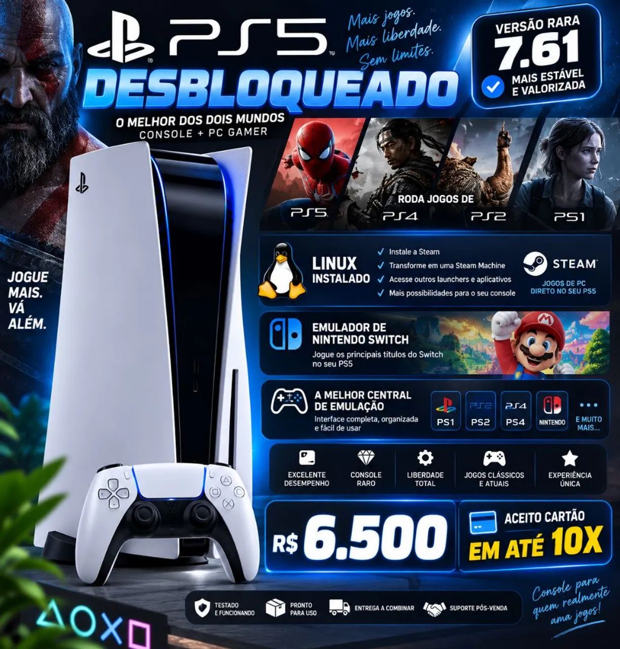 Ps5 desbloqueado 7.61 roda linux 