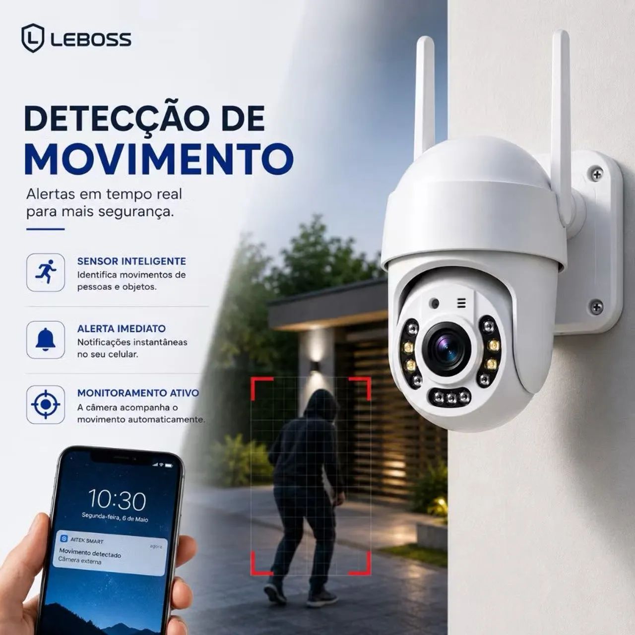 Camera segurança wi-fi de parede 