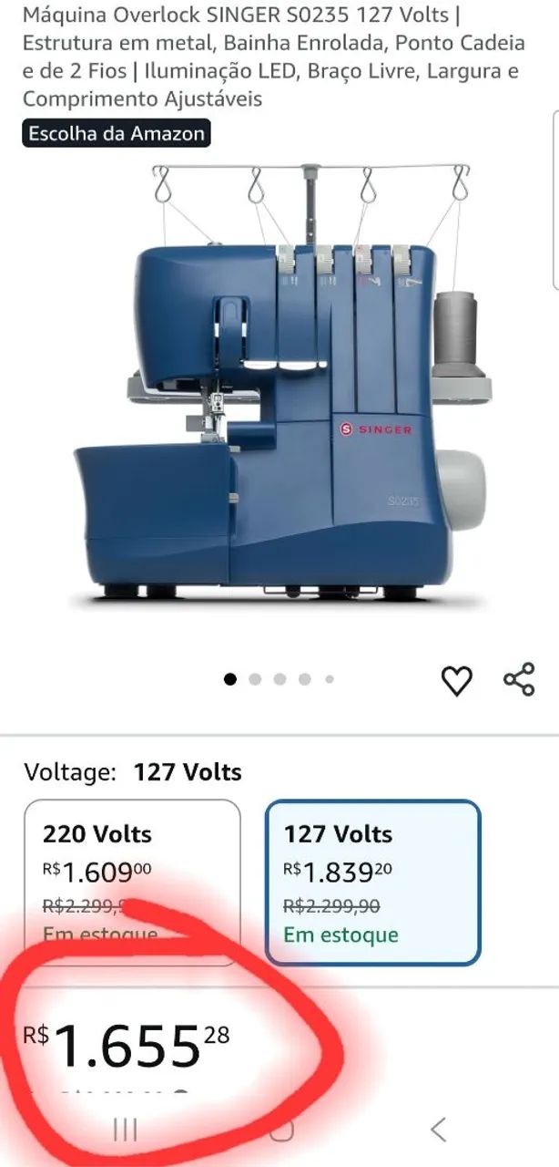 Maquina costura singer S0235 NOVA ac cartao - Foto 6