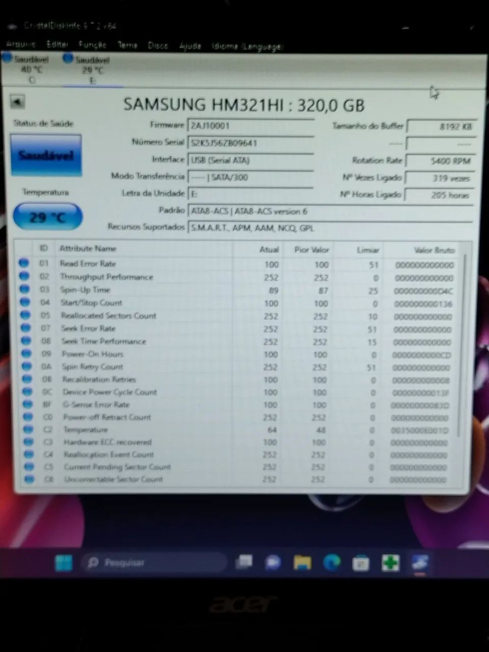 Samsung 320 GB várias marcas.