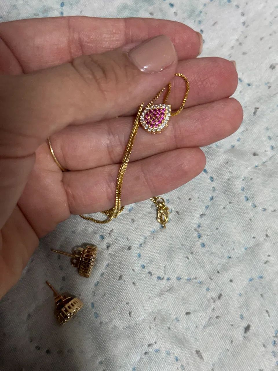 Semijoias - Conjunto de colar com pingente e brincos.  - Foto 3