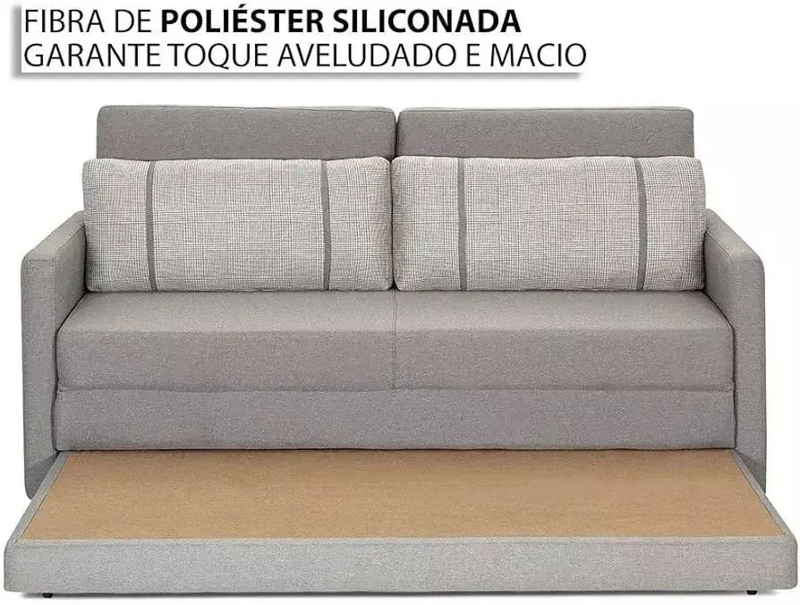 Sofá Cama Herval Versátil Queen 1,76M - Linho cinza - Foto 2