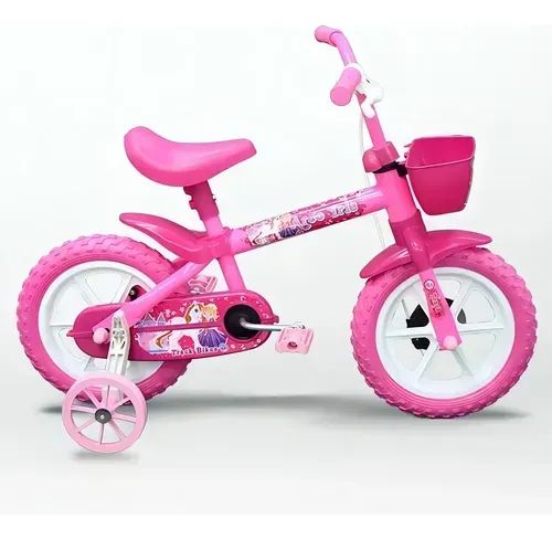 Bicicleta Infantil Track Arco Íris Aro 12 Rosa com Rodinhas - Foto 2