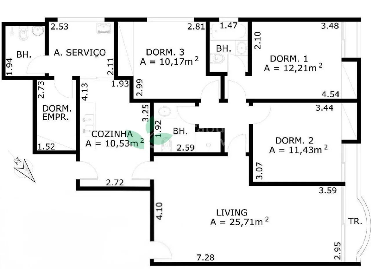 110 m², 3 quartos sendo 1 suíte e 2 vagas, fora de rota em Moema Pássaros. - Foto 2