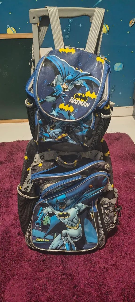 Bolsa escolar + lancheira do Batman 