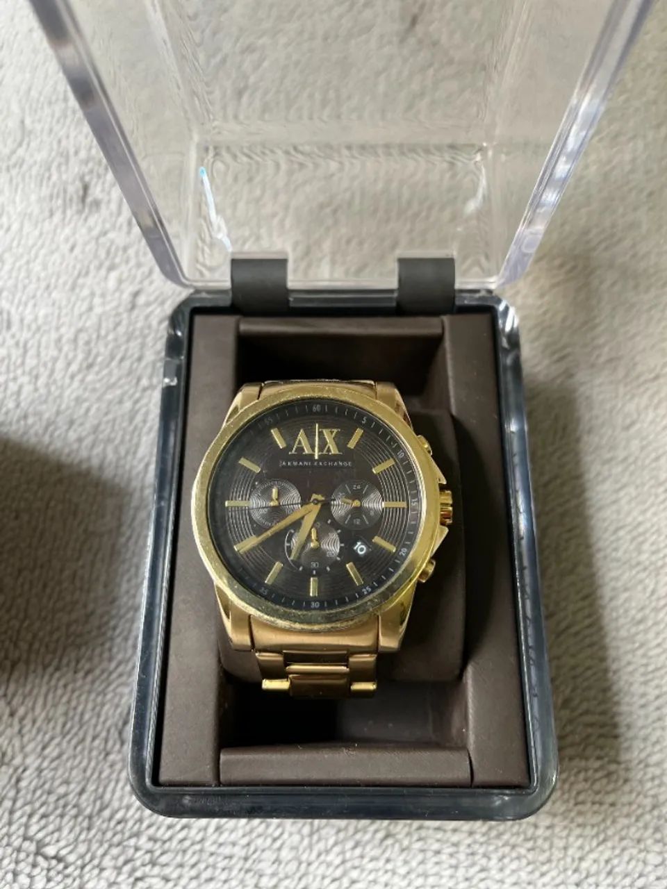 relógio armani exchange original dourado cronógrafo