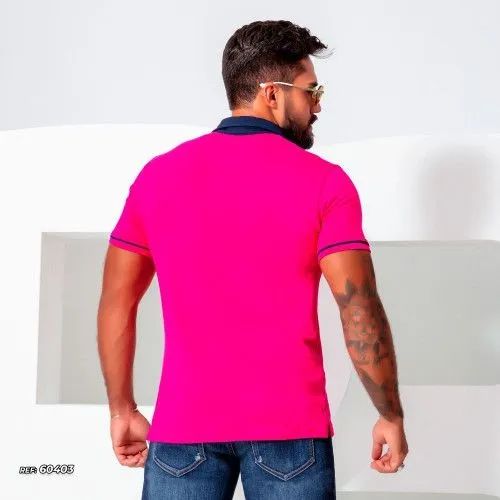Camiseta gola polo rosa - Foto 2