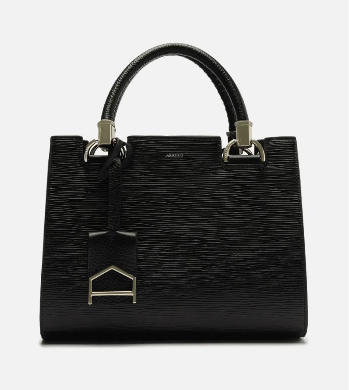 Bolsa Tote Preta Couro Abraccio Média - Foto 3