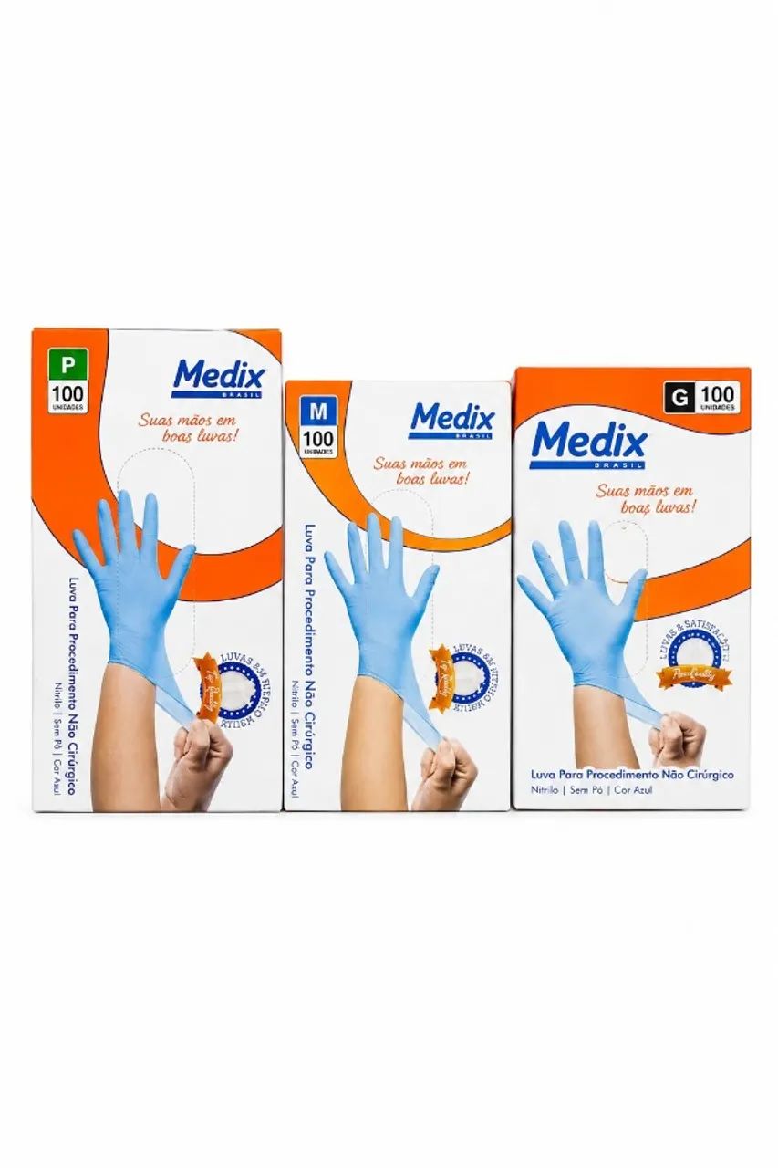 LUVAS NITRILICAS MEDIX SEM POR COR AZUL TAMNHO P CAIXA COM 100