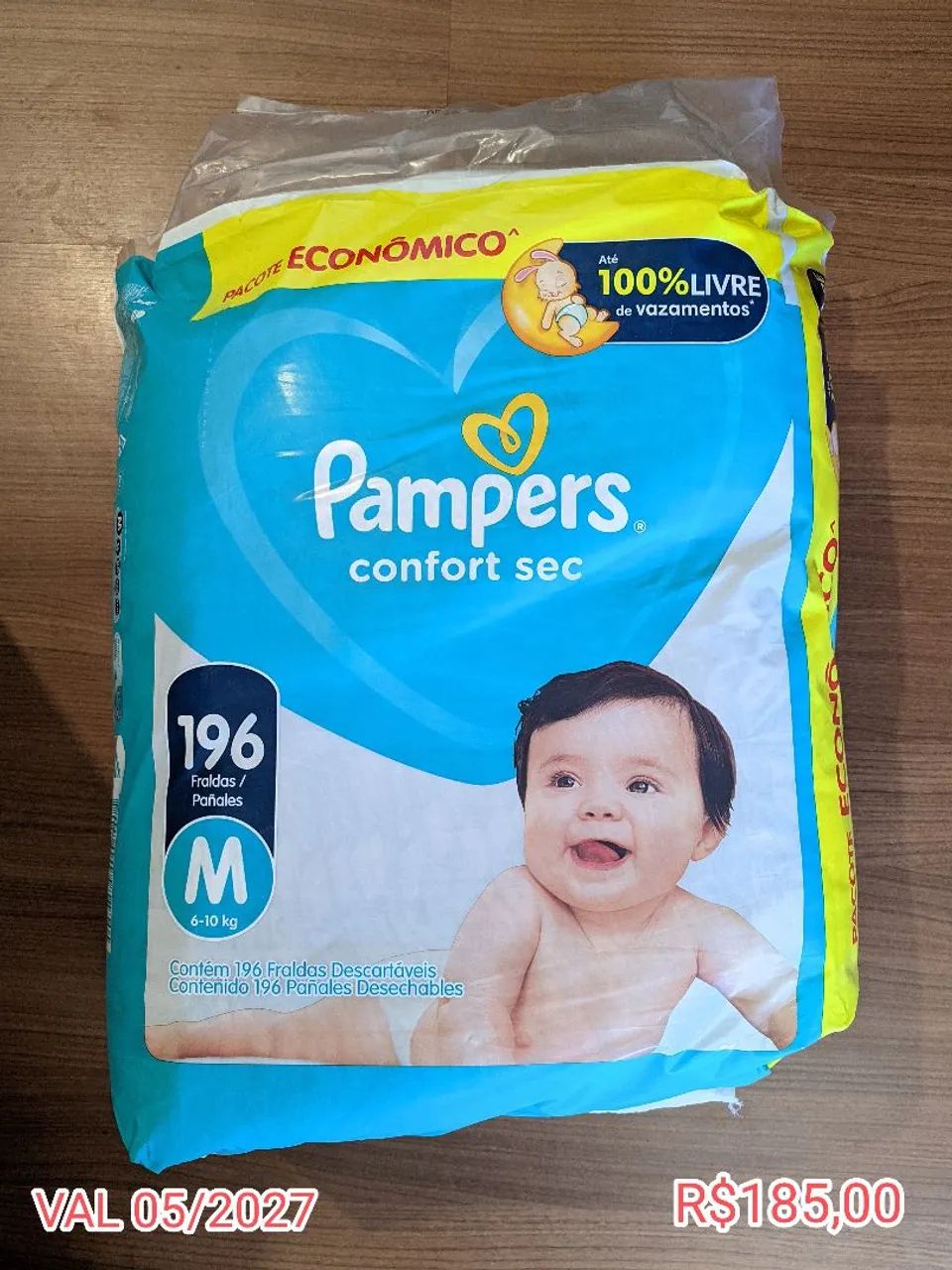 Fralda Pampers Confort sec 196 unidades 
