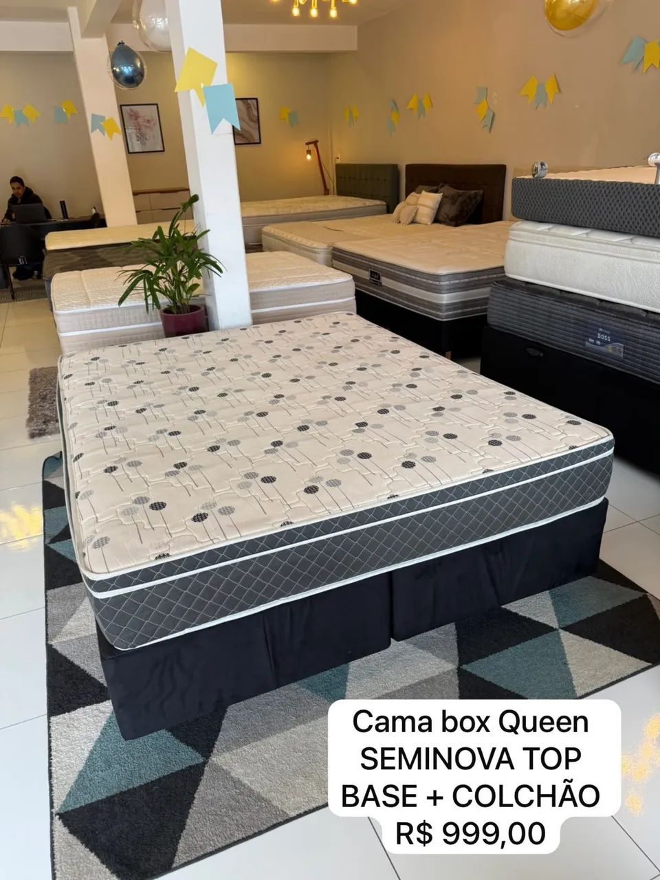 Colchão de Casal SEMINOVO COM BASE BOX - Entrega grátis! 