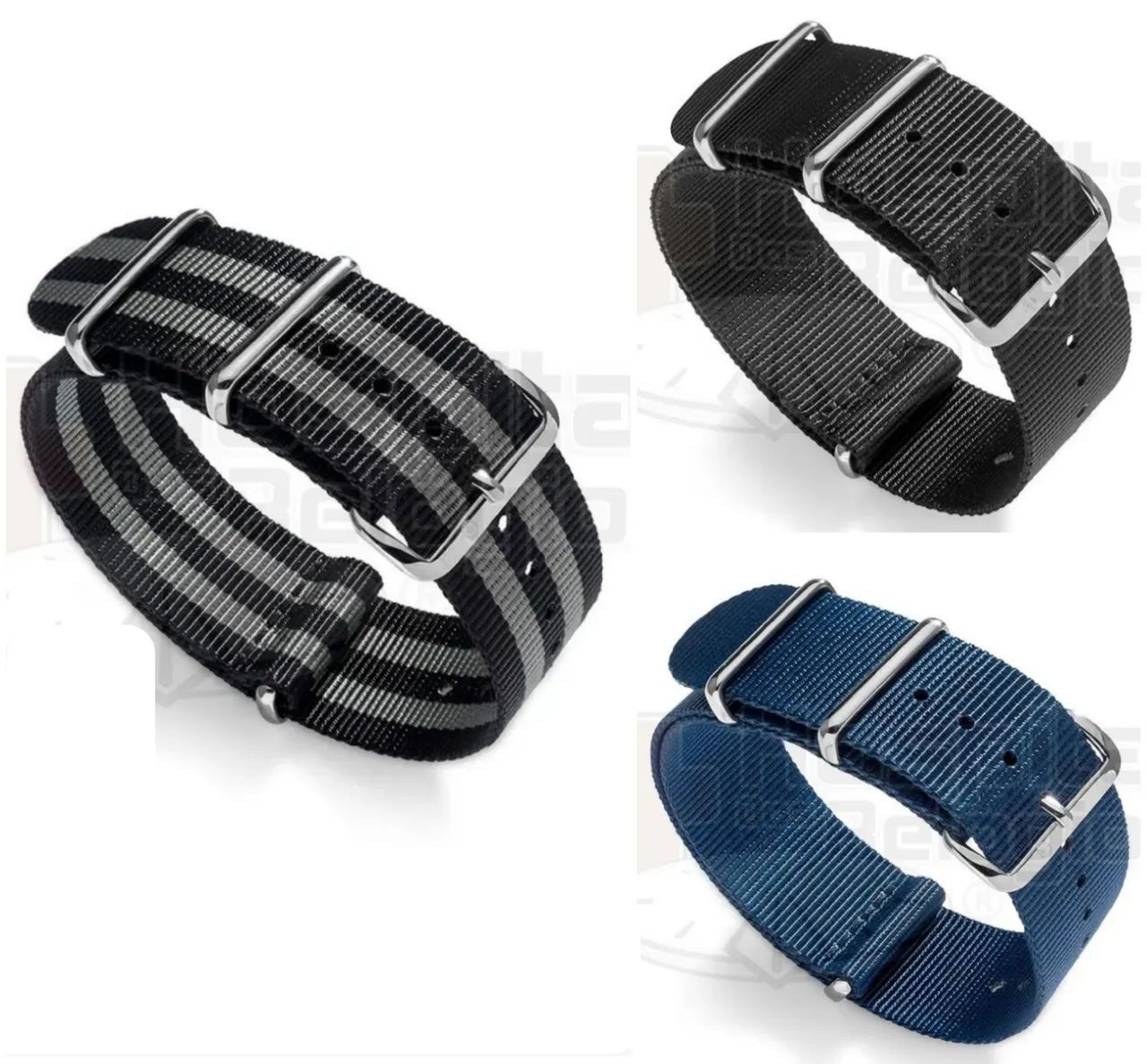 Kit 3 Pulseiras Nato em Nylon 20mm