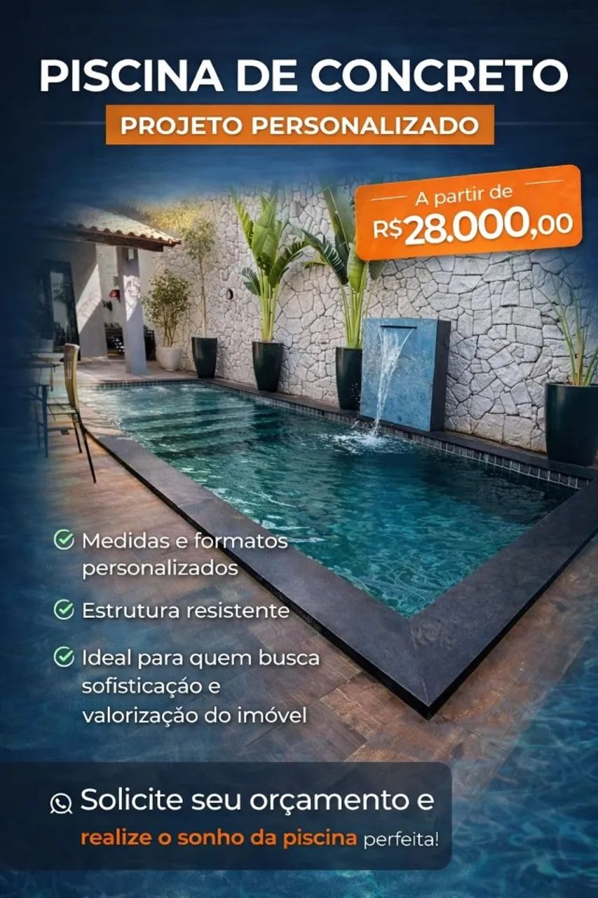 Piscina de Concreto com instalação 