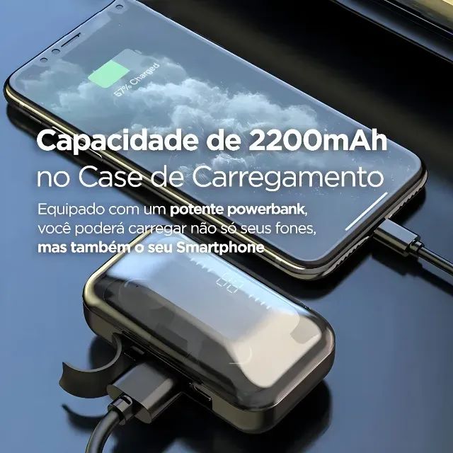 Fone Bluetooth Sem Fio com Display Digital e Power Bank - Foto 4