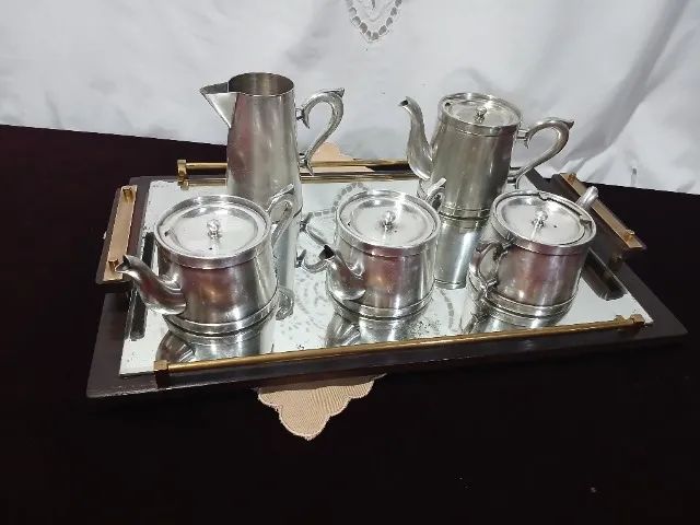 Antigo Jogo De Cafe Magna Prata E Bandeja Espelhada - Foto 3