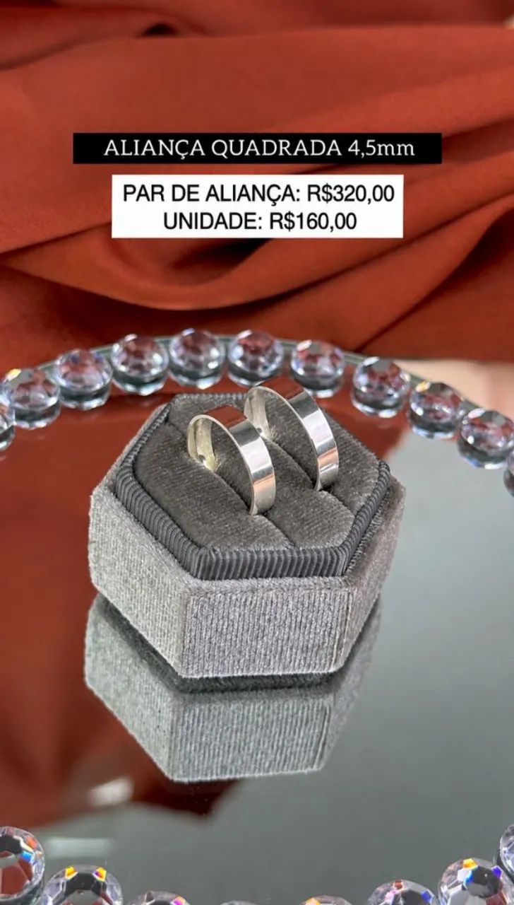 Aliança Quadrada 4.5mm (unidade) Prata 925