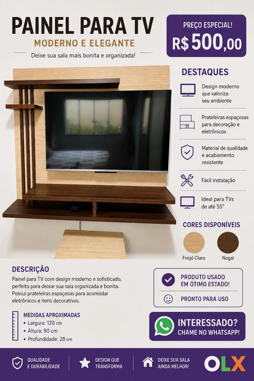 PAINEL DE TV 100% MDF - Foto 2