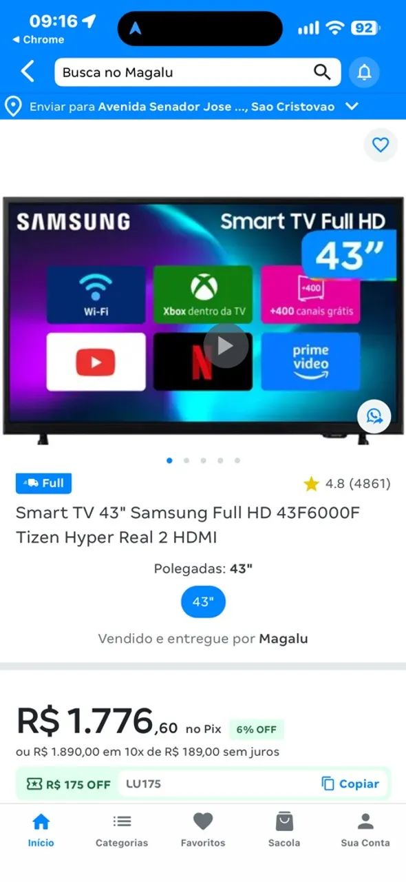 Vendo televisão Samsung Roku
