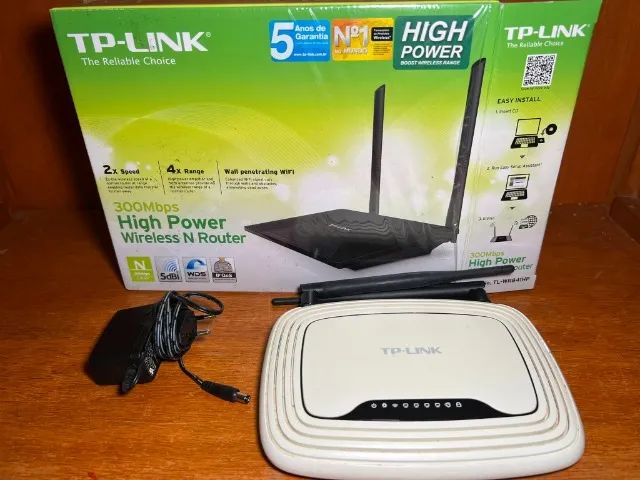 Roteador TP-LINK TL-WR841ND com Fonte e Caixa - EM ÓTIMO ESTADO