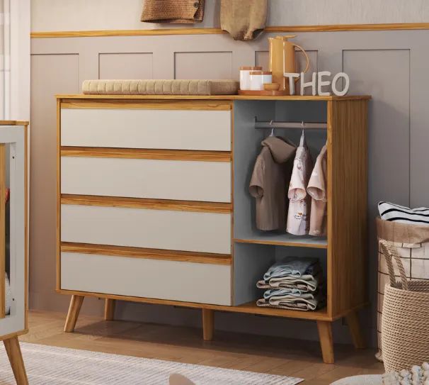 Comoda 1.18cm Theo Retro Lisa, 100% MDF (Nova) - Foto 2