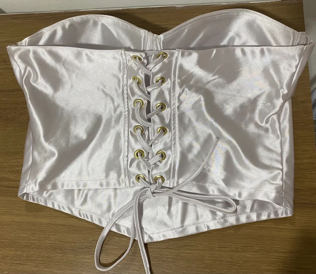 cropped corselet acetinado branco G - Foto 4